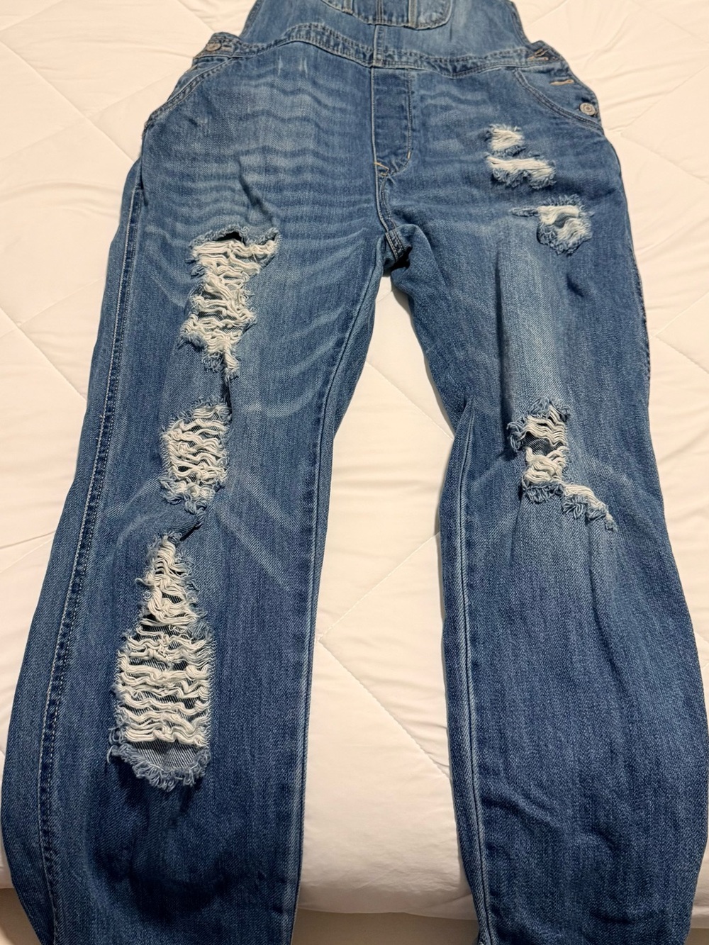 Ripped Blue Denim Women’s Jeans Overalls